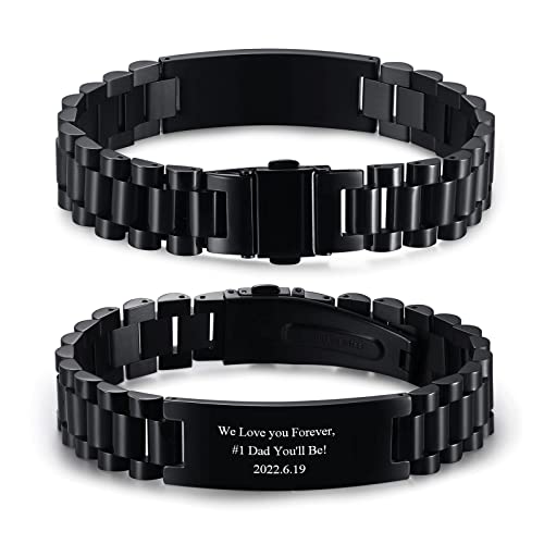 VNOX Masculine Watch Band Stainless Steel Link Bracelet Personali...