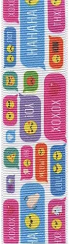 1-1/2" Emoji LOL Text Multi-Color Grosgrain Ribbon - 25 Yards