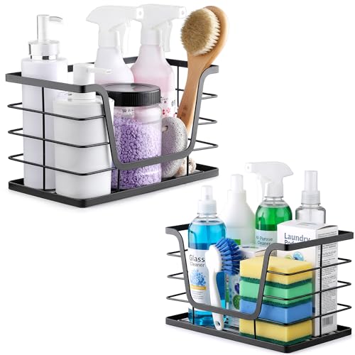 ALOCEO 2 Pack Storage Stackable Kitchen Laundry Organizers with Bamboo Top, Large Trash Bag Holder and Small Garbage Bag Dispenser for Countertop Organization - Image 4
