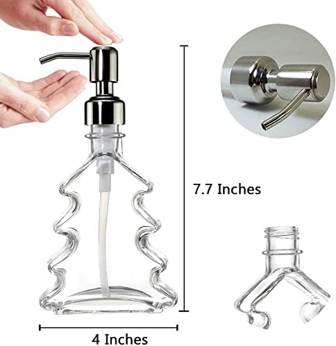 Christmas Tree Soap Dispenser with 304 Rust Proof Stainless Steel Pump, Xmas Decorative Bathroom Soap Dispenser Great for Decor, Hand Soap, Dish Soap