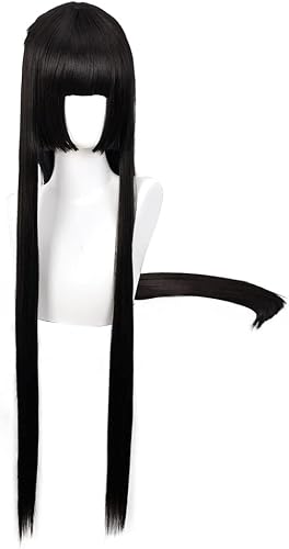 Cosplay Wig Anime Costume with Black Long and Straight Wigs for Women Halloween Family Party + Cap