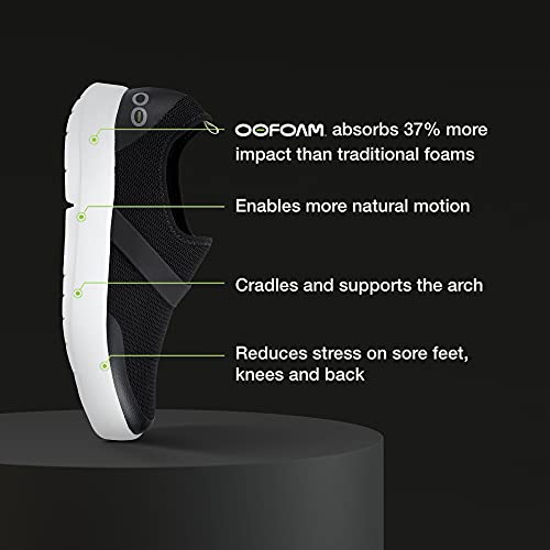 Oofos Oomg Low Shoe, White & Black - Women’s Size 7 - Lightweight Recovery Footwear - Reduces Stress On Feet, Joints & Back - Machine Washable #TOP1
