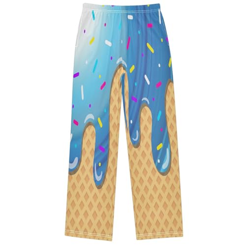 Boys' Jogger Pants Blue Ice Cream White Circle Kids Joggers Bottoms Trousers Sweatpants with Pockets Size 6-14