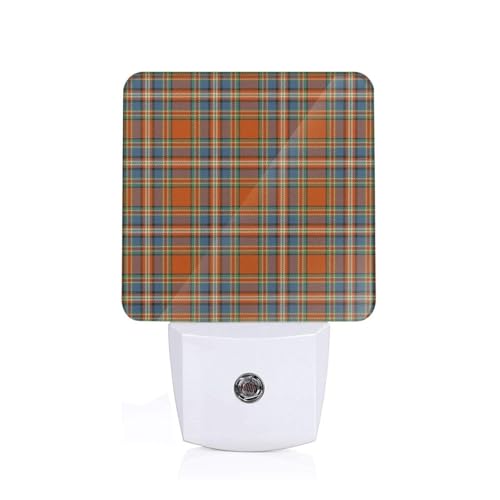 Lrjdmlq Clan MacFarlane Red Artifact Tartan Night Light Plug Into Wall,Nightlights with Light Sensor Dusk to Dawn,Plug in Night Lights for Kids,Warm Lamps for Bathroom Bedroom Kitchen