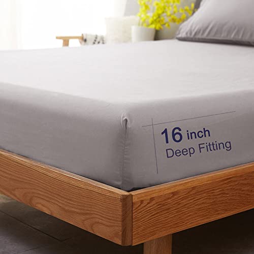 Sonoro Kate Sheets Super Soft Microfiber 1800 Thread Count 16 Inch Deep Pocket 4 Piece Queen Grey #TOP5
