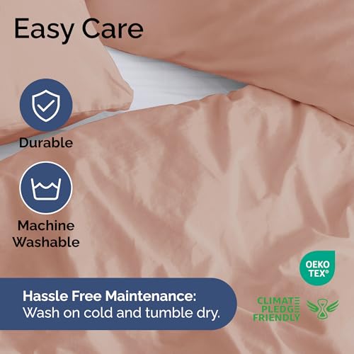 Image of Duvet Cover Full Size Set - Extra Soft Full Duvet Cover 80 inch x 90 inch with 2 Pillow Shams for Women, Men, Kids & Teens - Hotel Luxury, Easy-Care w / Zipper Closures & Ties - Comfy and Breathable (Mauve)