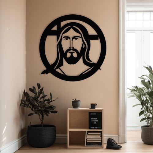 Décoration murale métal Jésus minimaliste moderne noir grand format - 2