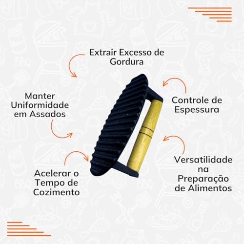 Prensador Amassador De Ferro Fundido Para Bife Carne Hambúrger