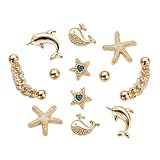 Charm Anstecker Set für Clogs – 12-teilig – Schuhanhänger, Ozean, gold