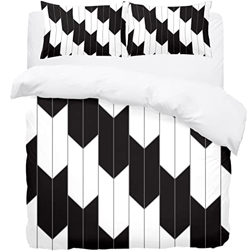 Housse de couette imprimé plumes géométriques avec taies d'oreiller douces