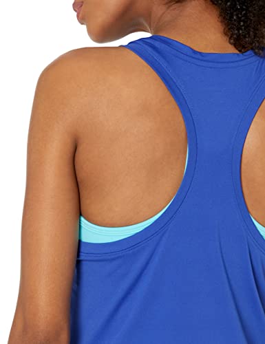 Amazon Essentials Tech - Camiseta sin mangas elástica con espalda cruzada para mujer (disponible en tallas grandes), paquete de 2, azul brillante/negro, talla L