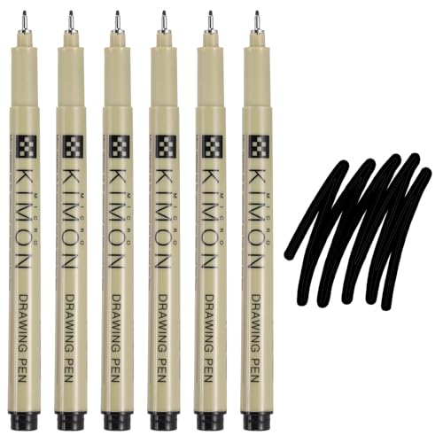 PATIKIL Fineliner Pens, 0.8mm Fine Points Drawing Pen Waterproof Inking Markers Liner Artist Watercolor Supplies Drawing Kit for Adult Sketching Journaling, Pack of 6