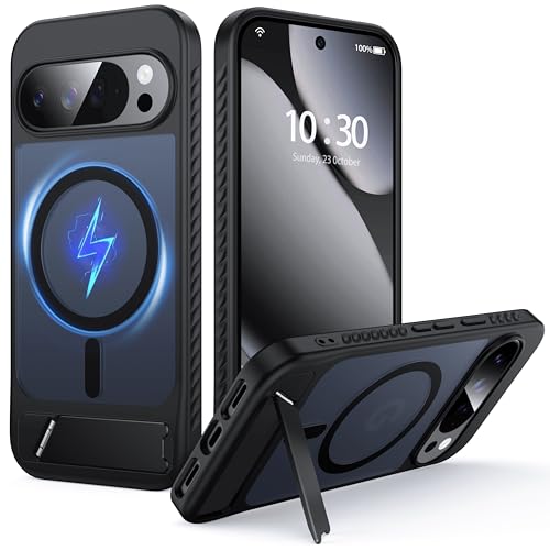 Image of for Google Pixel 10 Pro XL Case with MagSafe [Invisible Kickstand] [Charge While Standing] [Military Shockproof]Translucent Matte Soft Silicone Bumper for Pixel 10 Pro XL Phone Case Slim, Black