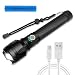 Produktbild JESTOP XHP90 LED Taktische Taschenlampe, Extrem Hell mit 10000 Lumen Leistungsstark Hohe Reichweite 1000 Meter Leuchtweite Wiederaufladbar mit 26650 Akku für Jagd Rettungseinsätze Suche Notfälle