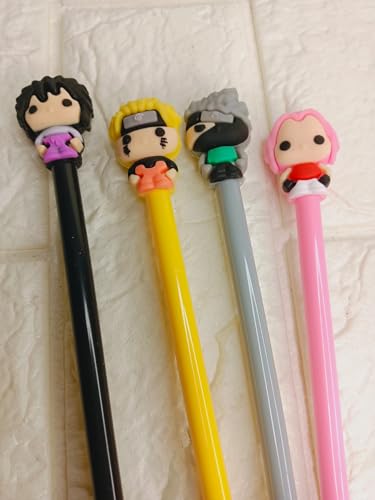 Image of Gifts- Anime Naruto Gel Pen Set with Comfortable Grip For Smooth Writing | Kids Adults Student Office Supplies Set of 4 Black Ink