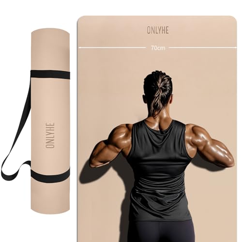 onlyhe Extra Wide yoga mat 70cm Non Slip POE Exercise Mat Eco Friendly High Resiliency Fitness Mats With Strap for Women,gymnastics, Pilates, Home, Floor, Workout (72