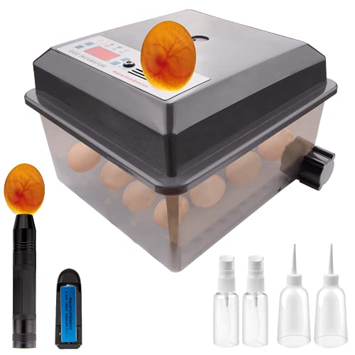 AquariumBasics Egg Hatching Incubator with Egg Turner Function Automatic Poultry Hatcher Machine with Led Candler Function and Temperature Control for Hatching Eggs, Quail Goose Turkey
