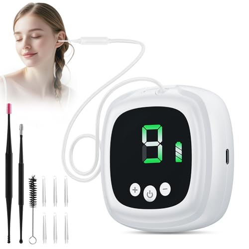 Ear Vacuum Wax Removal Kit, 9 Levels Strong Suction Ear Wax Vacuum Cleaner Electric Ear Wax Remover USB Rechargeable Reusable Ear Suction Device for Adults Children Indoor Outdoor Travel