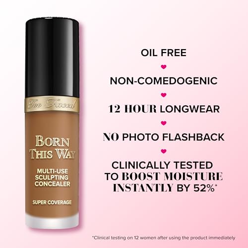 Too Faced Born This Way Super Coverage Multi-Use Concealer | Full Coverage, Oil Free, Long Lasting + Hydrating, 0.46 Fl Oz, Light Beige