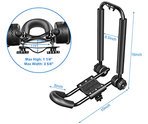 DRSPORTS Two Pairs Universal Foldable J-Bar Kayak Rack Folding Car Roof Top Carrier for Canoe, SUP, Kayaks, Surfboard and Ski Board Rooftop Mount on SUV, Car and Truck - Thumbnail 2