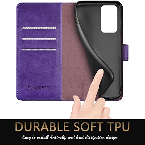SUANPOT for Samsung Galaxy A03S Wallet case RFID Blocking Credit Card Holder, Flip Folio Book PU Leather Phone case Shockproof Cover Women Men for Samsung A03S case (Purple) by SUANPOT - Image 6
