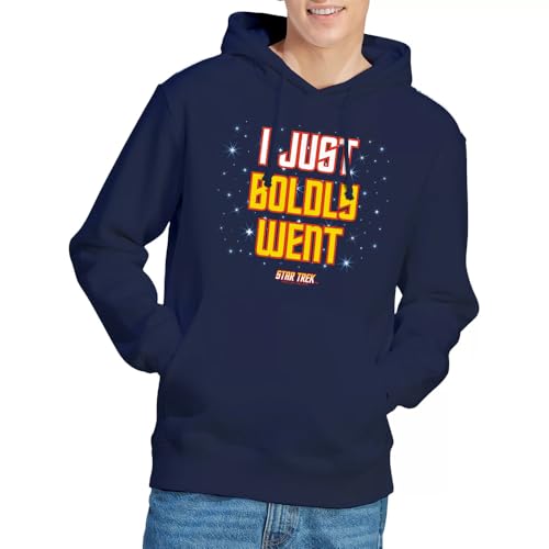 Sweatshirt à capuche Star Trek Boldly Went unisexe navy confortable pour fans de science-fiction