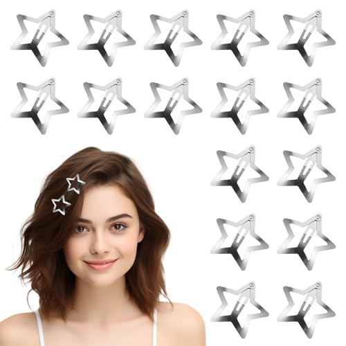 Funalix 20 Pezzi Fermagli per Capelli Stella, Mollette Capelli in Metallo Eleganti per Feste, Festival e Party (Argento)