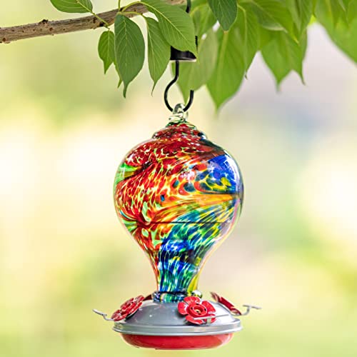 Muse Garden 32OZ Humming Bird Feeder Ant Moat,Gifts for Bird Lover,Gardening Backyard Decor Hummingbird Nectar Capacity,Nebula - Image 2