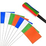 50Pack Marking Flags, JIZHGRAD 13x4x5 Inch Orange&Green&Blue&White Marker Flags Use for Yard & Lawn, Boundary & Dog Training, Survey & Landscape, Sprinkler & Surveyor, Garden & Construction, High Visibility, Sturdy, Versatile, UV & Weather Resistant