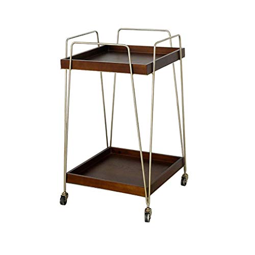 Kxa 2 Tier Wine Trolley Wrought Iron Mobile Household Multifunctional Service Trolley (Gold, 75 * 43 * 43Cm) #TOP10
