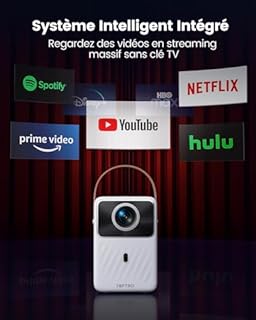 【Batterie&Android TV】Vidéoprojecteur Portable, TOPTRO Projecteur Video Portable FHD 1080P,380ANSI Videoprojecteur 5G WiFi Bluetooth Auto Keystone&Focus Électrique,Retroprojecteur Extérieur/Home Cinéma