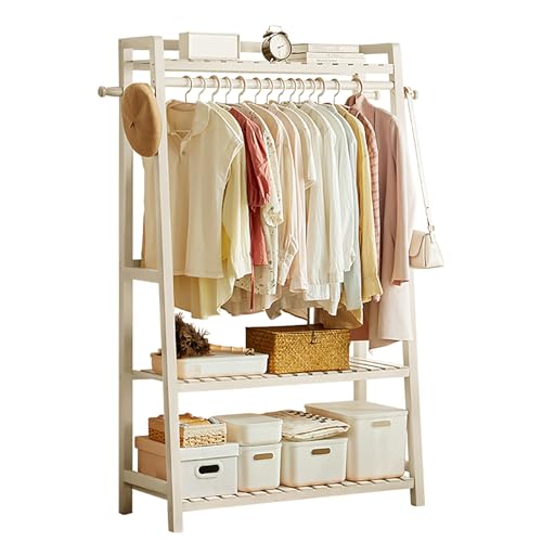 ZzERTE Perchero Burro De Madera,Burro Ropa Multifuncional,Guardarropa Independiente con Estante,Perchero Independiente,para Dormitorio,Sala De Estar,Balcón(White,60cm/23.6in)