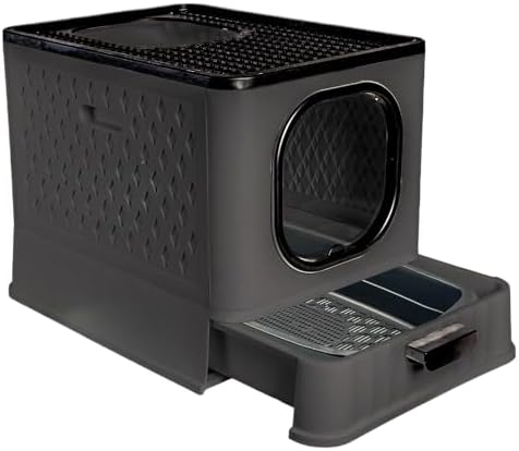 Caixa de Areia Fechada para Gatos Luxo com Porta Transparente, Ga...