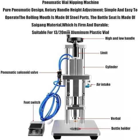 Macchina crimpatrice per fiale, sigillatrice semiautomatica con interruttore a pedale e altezza regolabile, per uso industriale e domestico - 2