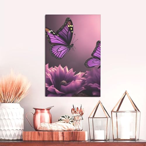 Impression sur toile 3D fleurs violettes poster mural décoration salon 30x45cm - 5