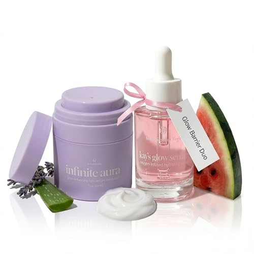Bohemia Skin Kay’s Glow Serum + Infinite Aura Moisturizer – Oxygen-Infused THDA Vitamin C with Gentle AHA for Face and neck | Hydrates, Soothes and Brightens Bundle