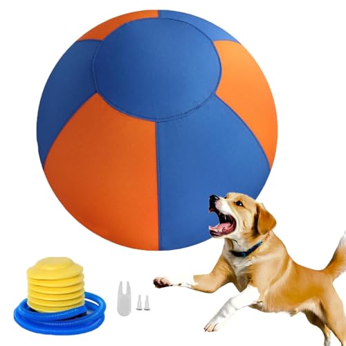Herding Ball für Hunde, Bissfester Treibball für Hütehund, 65CM | Treibball für Hunde Bissfest Gross Unzerstörbar, Manuell Aufblasbarer Hundeball für Hütehunde, Training