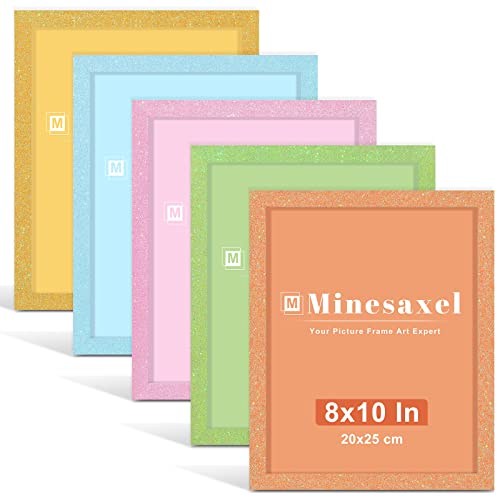 Minesaxel 8X10 Picture Frame Set Of 5, Wall Gallery Photo Frames 8 By 10, Glittering Colorful Artwork Frame #TOP22
