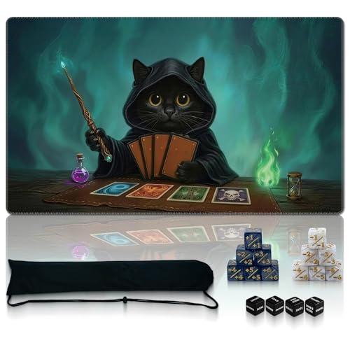 Auralvia Ultimate TCG Battle Set: 24"x14" Stitched Fantasy Playmat, 16