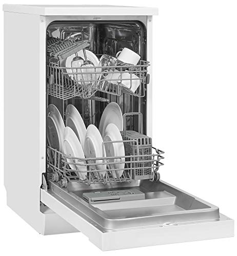 Exquisit® Lavavajillas 45Cm, Clase E, Color Blanco, 9 Servicios, 6 Programas, Cesto Regulable, Funciones Extra Seco y Media Carga, Interior Inox, Consumo 70 kWh/año, Medidas 84,5x44,8x60 Cm.