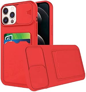 Tiwinxing Compatible with iPhone 13 Pro Max Case with Card Holder iPhone 13 Pro Max Phone Case with Pushable Camera Lens Protector Shockproof Anti-Scratch Cases (Dark Green, iPhone 13 Pro Max)