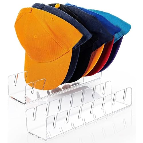 Upven Cap Stand für Baseball Caps, 2 Pcs No Installieren Acryl Hut Organizer für 14 Baseball Caps, Cap Halter für Baseball Caps Display und Organizer für Kamera von le