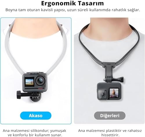 AKASO Manyetik boyun montaj tutucu, Vlog eylem kamera aksesuarları ile uyumlu GoPro Hero12/11/10/9/Max EK7000/cesur 4//DJI Osmo aksiyon/akıllı telefon telefon klipsli dikey adaptör - Görsel 4