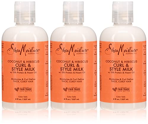 Shea Moisture Coconut & Hibiscus Curl & Style Milk 8 Ounce (235ml) (3 Pack)