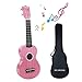 Hua Wind Ukelele soprano de 21 pulgadas para principiantes, guitarra para niños, ukelele de madera de cuatro cuerdas para niños con funda (rosa)