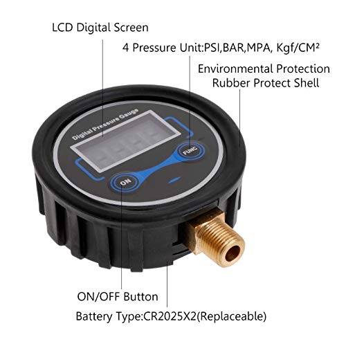 Manometro 0-200PSI LCD Digitale Manometro della Pressione dei Pneumatici Auto Moto Pneumatico Aria PSI Meter 1/8 "NPT per Auto/Camion/Moto/Moto Host