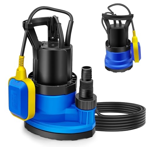 450W Submersible Water Pump, 11500L/H Automatic/Mode Control with Integrated Float Switch, Drain Transfer Water from Pond Hot Tub Swimming Pool Rain Barrel Basement