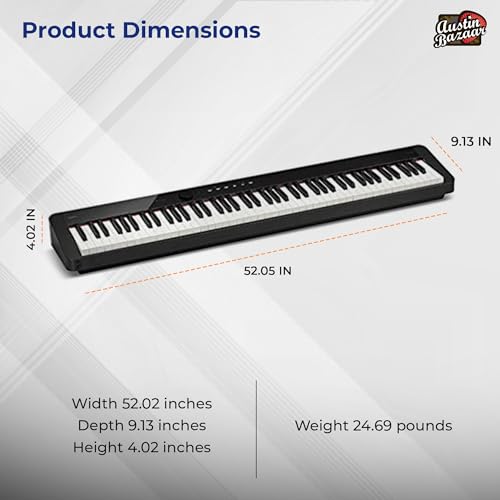 Image of Casio Privia PX-S1100 Digital Piano Bundle with CS-68 Stand, Bench, Sustain Pedal, Instructional Book, Austin Bazaar DVD, and Polishing Cloth - Black