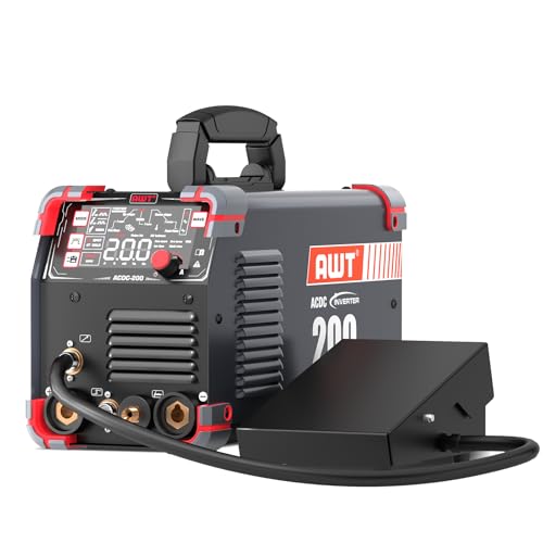 Image of AWT AC/DC 200A TIG Welder Machine With Foot Pedal,10 IN 1 Aluminum TIG Welder 110V/220V With LED Display,AC DC HF TIG/PULSED TIG/COLD TIG/SPOT TIG/STICK Welding Machine with 2T/4T