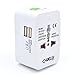Welly Enjoy WY13101 Universal Welt Reiseadapter mit 2 Dual USB Port Netzadapterstecker Reisestecker mit EU/UK/US/AU Steckdosenadapter Weiß